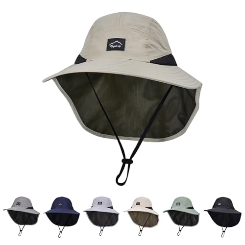 Image of ZOORON Kids Sun Hat with Neck Flap UPF 50+ UV Protection Wide Brim Breathable Fishing Safari Beach Summer Hat for Boys Girls