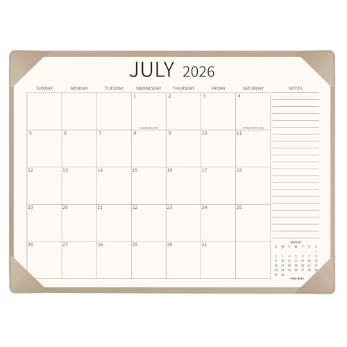 Calendrier de bureau 2025-2026 abricot sous-main grand format pour organisation maison et ecole