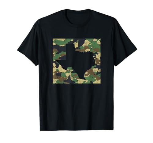 Texas Map Camo Hunting T-Shirt Houston