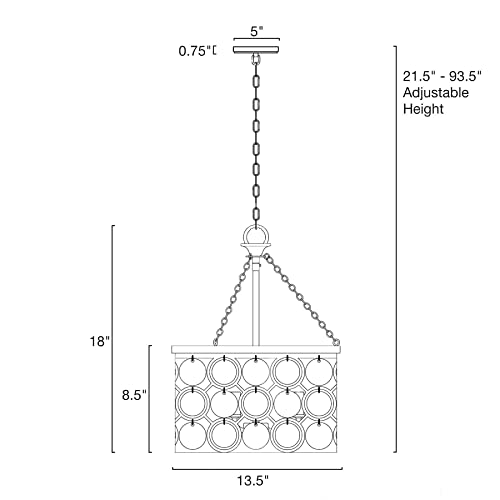 Kira Home Estelle 18" Modern Chic 3-Light Crystal Pendant Chandelier, Wavy Glass + Capiz Shell Accents, Brushed Nickel Finish #TOP5