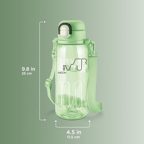 Image of MILTON Regan 1000 2-in-1 Lid Sip or Gulp Water Bottle 1 ltr | Sturdy Handle And Strap | BPA Free| Food-Grade | One-Touch Open | Leak-Proof | Ideal for Office, School, College, Gym, Green