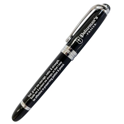 SUSZDOU Policeman Prayer Inspirational Bible Verse Pen, God, Grant Me Courage, Valor, & Strength, Police Officer Gifts, Police Academy Graduation Gifts, Christian Pens, Bible Verse Pens