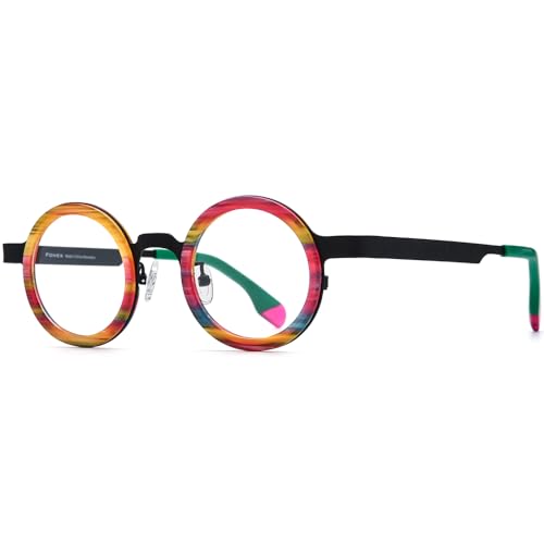 Image of FONEX Acetate Titanium Glasses Frame Women Round Eyeglasses Vintage Eyewear F85816