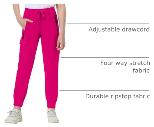 Image of EXARUS Girls Hiking Cargo Pants Joggers Teen Quick Dry Lightweight Slim Fit | Tween Youth Camping Pants Kids Hip Hop Dance Athletic Tapered Lightweight Track Safari Drawstring Woven /Knit 6-14Y