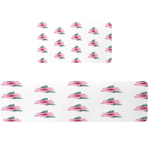 Tapis de cuisine de qualité supérieure floral rose lavable lot de 2 - 2