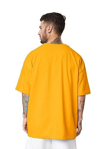 Image of LEOTUDE Men's Oversized Half Sleeve Round Neck (FS49 Men Groovy P Mustard XXXL)