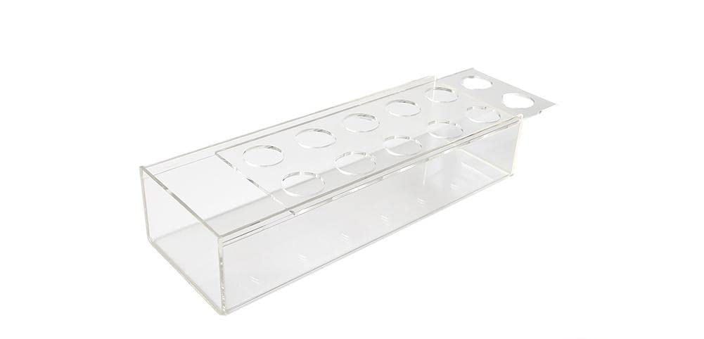 12 Holes Rectangular Acrylic Vase, Clear Acrylic Rectangular Floral Centerpiece, Long Rectangle Decorative Modern Vase for Weddings Home Decor Dining Table (Clear,9.8 * 3.9 * 2.6 Inch)
