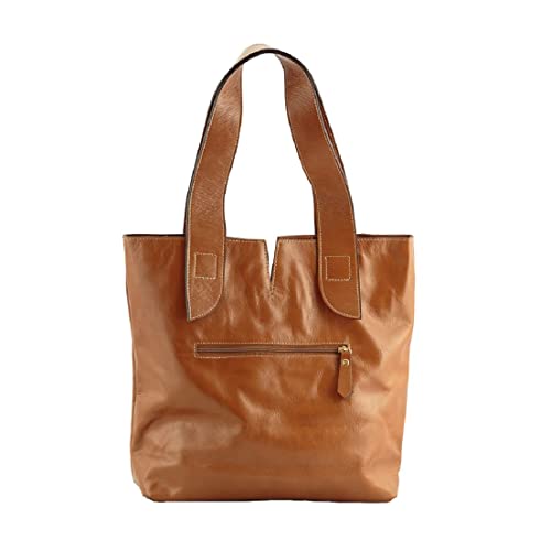 Bolsa Feminina Social de Ombro Souli em Couro Legitimo | Prática e Elegante - BETANIA COUROS (Carame
