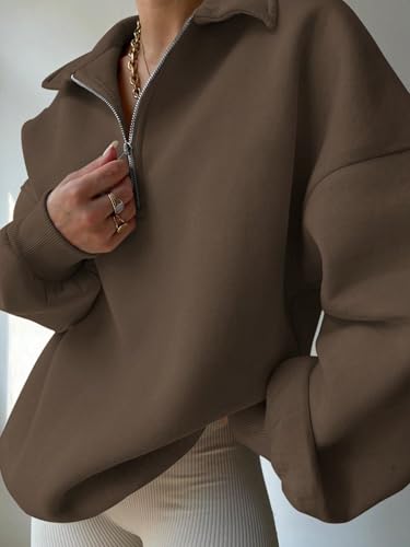 Image of SXV STYLE Half-Zip Pullover Sweatshirt, Oversized Fit