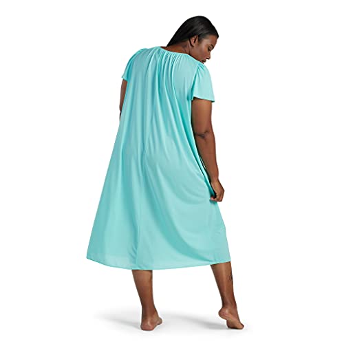 Image of Miss Elaine Women's Long Tricot Nightgown, Short Flutter Sleeves, Comfortable Lightweight Fabric, Sleepwear