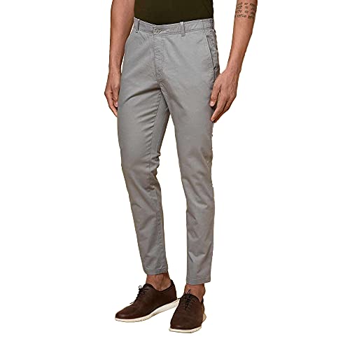 Image of blackberrys Structured Cotton Blend Slim Fit Mens Trousers (S211113-FSADWH-P)