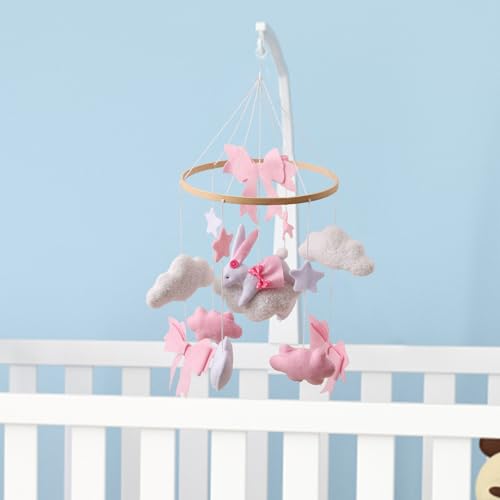 Mobile bébé suspendable avec ruban rose, cadeau de naissance - 3