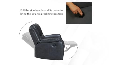 Image of Abode Homez Leatherette Fabric Manual Recliner | 1 Seater Sofa | Single Sofa Recliner | 1 Seater Chair Sofa | 1 Year Warranty (Finish Color - Grey)