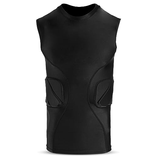 WEARCOG Youth Without Sleeve Padded Compression Shirt for & Boy's | Protective Gear, Rib Protector Undershirt for Football, Baseball & Softball | Youth Large