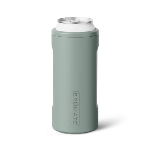 Image of BruMate Hopsulator Slim Can Cooler Insulated for 12oz Slim Cans | Skinny Can Insulated Stainless Steel Drink Holder for Hard Seltzer, Beer, Soda, and Energy Drinks (Sage)