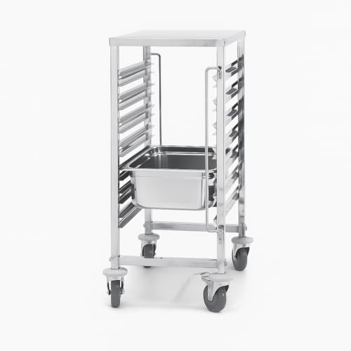 Arredo Chef - Chariot GN 1/1 – Échelle Porte-Plateaux 7 Niveaux en Acier INOX – pour Cuisine Professionnelle, Boulangerie, Restaurant, Collectivité –...