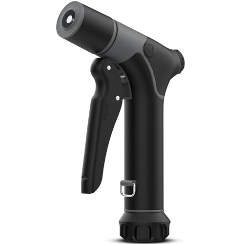 Image of Aquor Utility Spray Nozzle - Heavy-Duty Garden Hose Nozzle with Dual Flow Control, Adjustable Jet to Cone Spray, Water Hose Sprayer for Lawn, Car Wash, Dog Wash, Cleaning, and Gardening - Jet Black