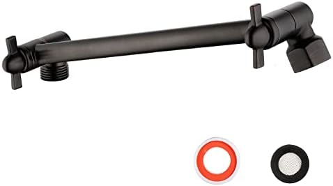 Adjustable Shower Extension Arm, 10 Inch Brass Oil Rubbed Bronze Shower Arm Extension for Shower Head, Universal Shower Extension for Fixed Shower Head