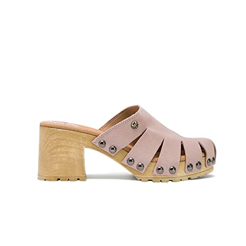 PORRONET - Sandalia de serraje laminado en color rosa Samira talla 38