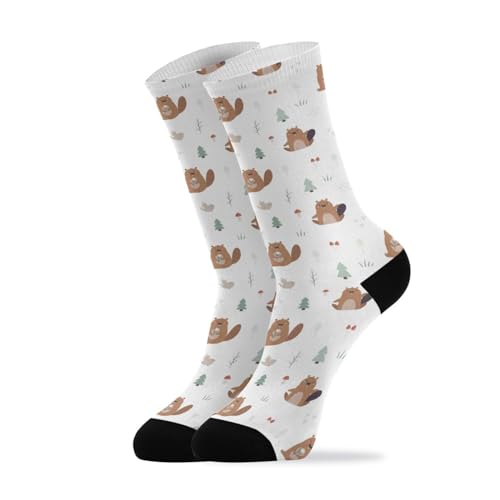 Wusikd Forest Funny Beavers Socks for Women and Men Mushrooms Long Socks for Athletic Running 1