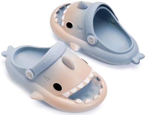 Image of KVbabby Kids Shark Slides Boys Girls Cloud Sandals | Cloud Sandals，Open Toe，Beach Pool Water Shoes，Slip-on，Lightweight，Non-Slip，Soft，Flexible，EVA Slippers