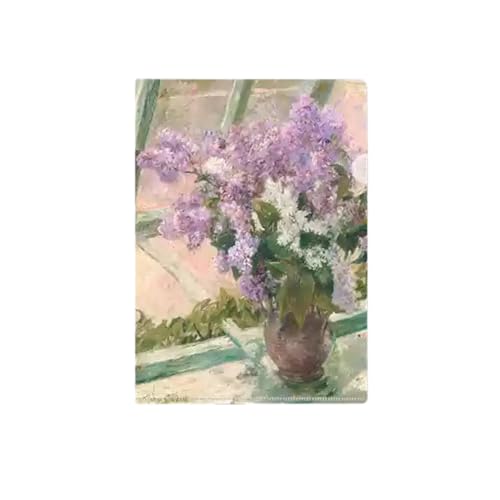 EZ PEACH L型フォルダー モネ ゴッホ レトロ調 多目的ファイルフォルダー A4ペーパーホルダー 携帯用ドキュメントバッグ シンプルなa4フォルダー シンプルなドキュメント フォルダ クリアペーパードキュメントジャケットスリーブ オフィス用 (Li