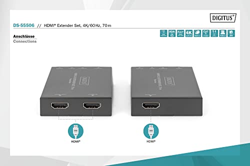 Extensor HDMI 4K 60Hz de 70m por cable LAN CAT 5e con emisor y receptor 3