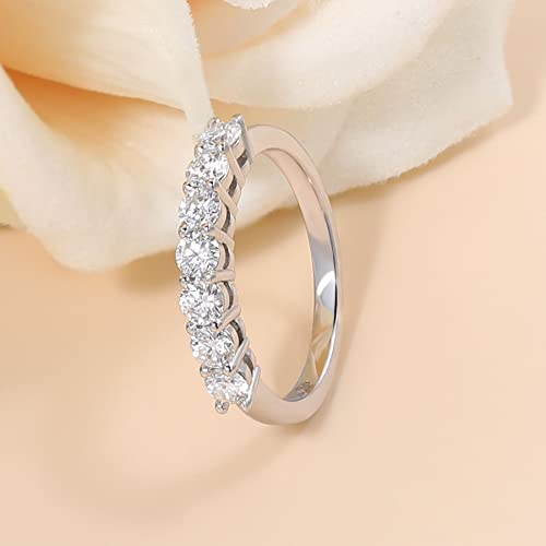 getlove Moissanite Wedding Band for Women 18K White Gold Plated 925 Sterling Silver D Color VVS1 Clarity Moissanite Half Eternity Band Stackable Ring Size 4 - Image 7