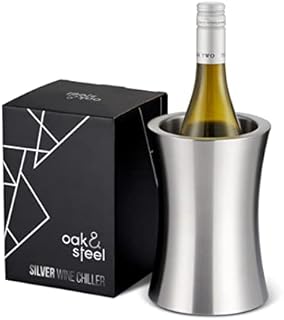 Oak & Steel - Premium Stainless Steel Double Walled Wine Champagne Bottle Cooler Bucket, 19cm x 10cm - Gift Boxed for Mothers Day Wedding Anniversary and Housewarming Party