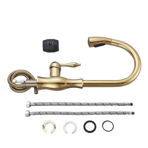 Robinet extractible double sortie d'eau mitigeur de cuisine ergonomique rotatif