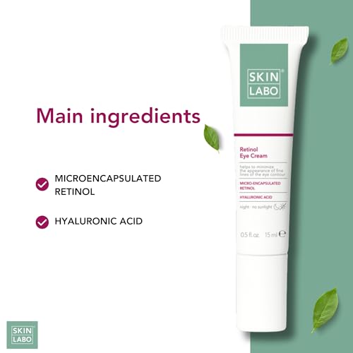 SkinLabo Retinol Eye Cream - Reduces Irritation, Minimises the Appearance of Fine Lines of the Eye Contour, with Microencapsulated Retinol, Hyaluronic Acid - 15 ml - Image 4