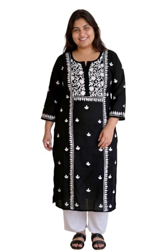 KASANI Plus Size Chikan Embroidery Kurta for Women Chikan Kurti (...