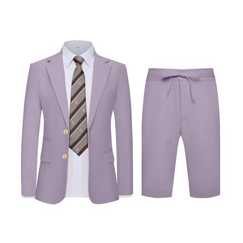 2 Piece Linen Men's Suits Casual Men Suit Summer Beach Wedding Dress Tux Prom Lightweight Blazer Jacket and Shorts Set2