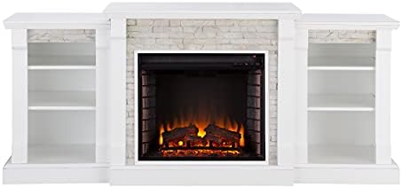 Gallatin Simulated Stone Electric Fireplace w/ Bookcases
