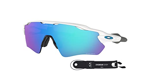 Oakley Radar EV Path OO9208 920873 Polished White / Prizm Sapphire Sunglasses For Men Bundle with Oakley Leash +VISIOVA Accessories