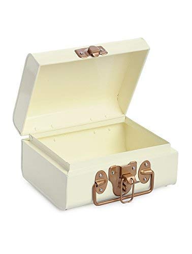 Designer Steel Rectangular Storage Trunk (8 x 6 x 4 inch, Standard, Gold Off-White)