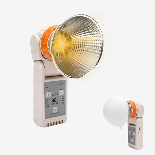 LICAEVEY Luz de Video LED de 30W con Cabezal Giratoria de 180 ° y Modificadores Duales - 2500-6500K Iluminación Bicolor, Más de 96 CRI para Estudio/transmisión - Incluye Softbox y Domo,