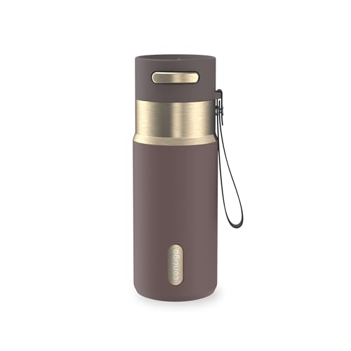 Image of Contigo AutoSeal 16 oz Stainless Steel Vacuum-Insulated Water Bottle with Leakproof Push-Button Spout & Lock, Carry Strap, BPA-Free & Lead-Free, Dishwasher Safe