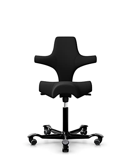 HAG Capisco 8106 Xtreme Fabric Office Swivel Chair - Standard Gas Spring 200 mm - Seat Height 47-65.5 cm - Soft Castors (Black, Xtreme - EXR009 Black Cushion)