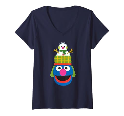 T-shirt Sesame Street de Noël Grover col V vêtement festif adulte