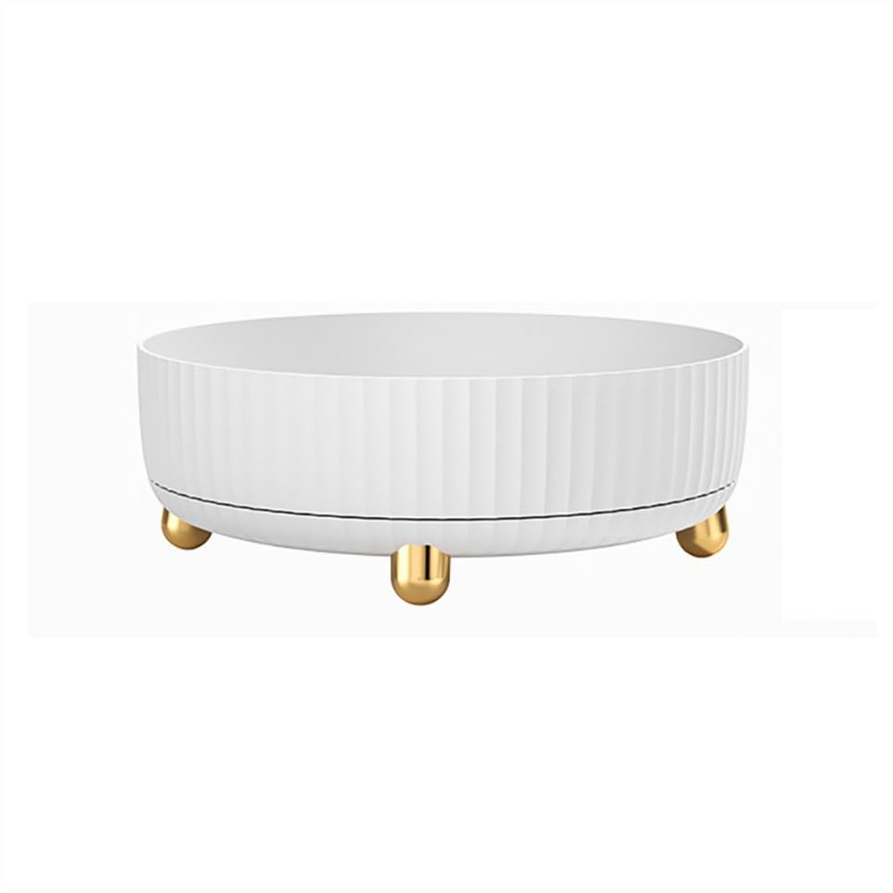 Kx9Lb8d Kitchen Shelf Organiser Spice Rack Storage Cabinet Organizer Rotating Container Kitchen 360 Degree Desktop Fruit Plate Turntable Rolling Tray(White,Large)