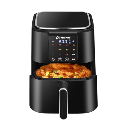 Panana Large 6L Air Fryer,Digital 12 Preset Menus, Adjustable Timer, 40-200°C Temperature Control, Non-Stick Basket, 1500W Oven Low Fat Oil Free Healthy Frying Cooker (Black, 6L)