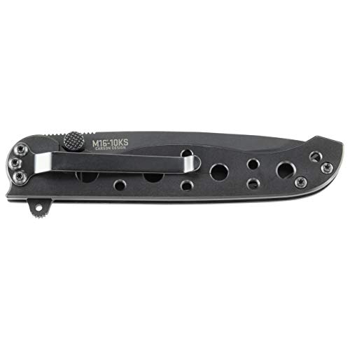 Faca de bolso dobrável CRKT M16-10KS EDC: transporte diário, lâmina de borda serrilhada preta, Tanto