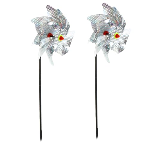 Homoyoyo 2 Pezzi Girandola Riflettente in Sequins Decorazione Giardino e Repellente Uccelli Esterno Mulino Vento Colorato per Balcone e Cortile Scaccia Piccioni e Spirale Antiuccelli Gioco
