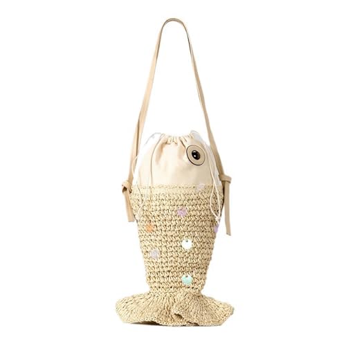 Sequin Purse Woven Sequin Fish Purse Crossbody Shoulder Bag Cute Drawstring Novelty Gifts for Women Girls