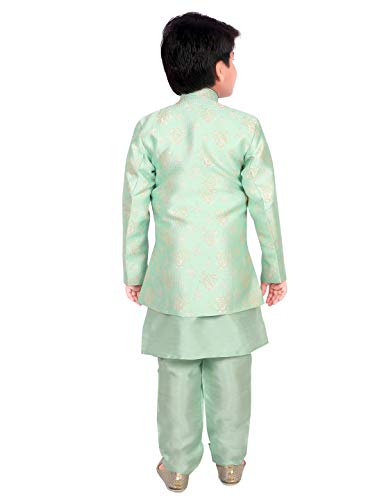 Image of AHHAAAA Kids Ethnic Silk Blend Sherwani Kurta and Pyjama Set For Boys