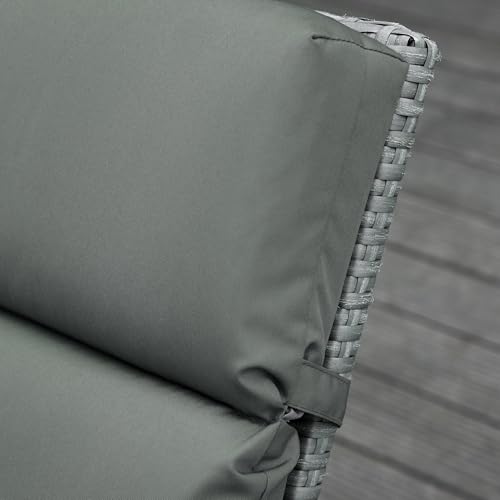 Outsunny 2er Set Auflage für Sonnenliege, Flammhemmend Liegenauflage mit Bänder für Gartenliege 8cm dick Polsterauflage Liegestuhl Kissen für Gartenmöbel, Deckchair 196x55x8 cm Dunkelgrau NUR Kissen