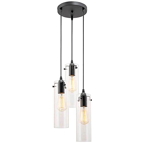 Lustre industriel en verre à hauteur modulable pour corriger les plafonds bas