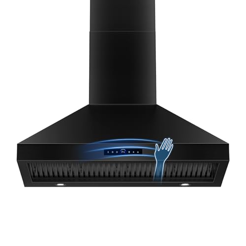 TAZPI 48 Inch Wall Mount Range Hood 1200 CFM, 4-Speed 48 Inch Range Hood, Gesture Sensing & Touch