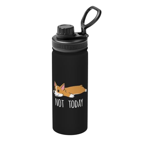 BGPTWLQMX Not Today Corgi 18oz Large Capacity Sports Insulated Water Bottle